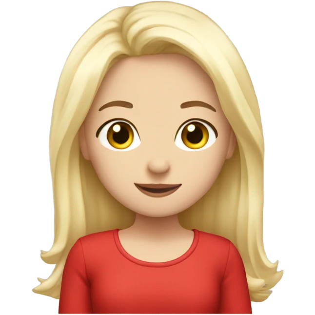 triplets wearing red, 2 brunette one blonde emoji