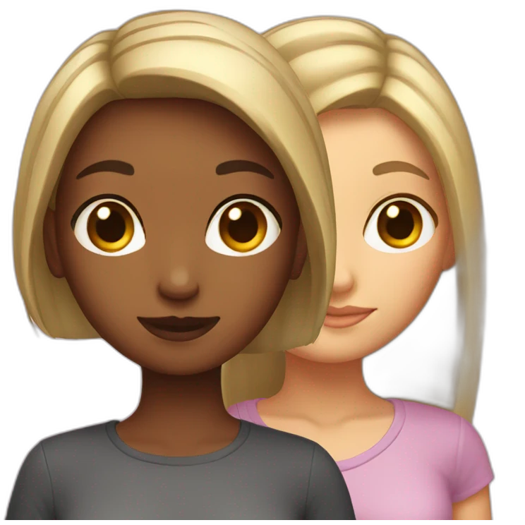 Two girls with short and long hair emoji
