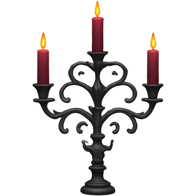 black seven-branched candelabrum with burgundy flames emoji