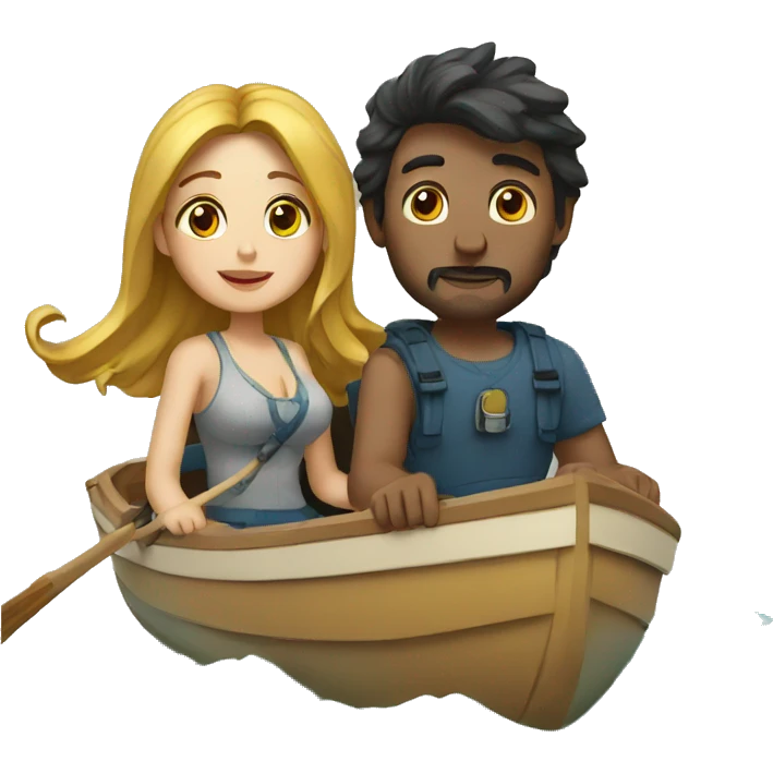 Couple in zodiac boat emoji