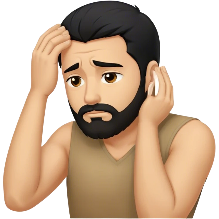 Facepalm, trimmed beard, medium-length black hair emoji