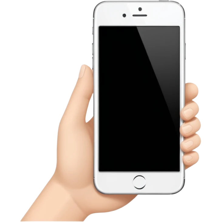 one hand showing iphone with black screen, only hand and phone emoji