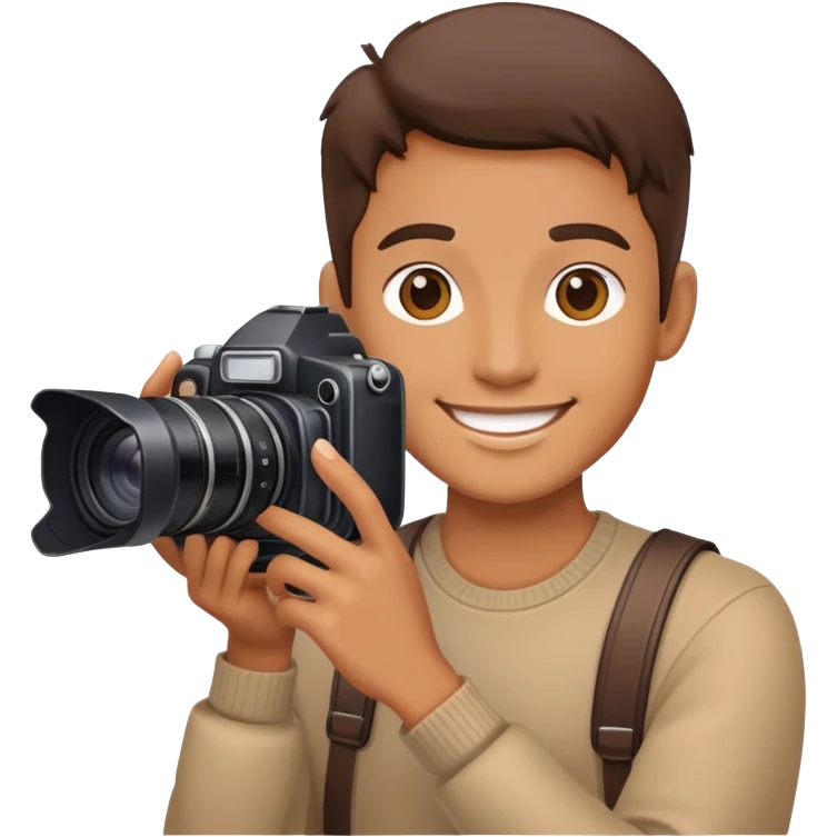 smiling face holding a camera emoji