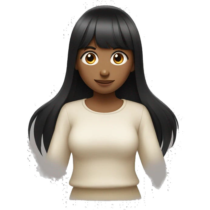Straight long black hair girl with bangs and the other one too emoji