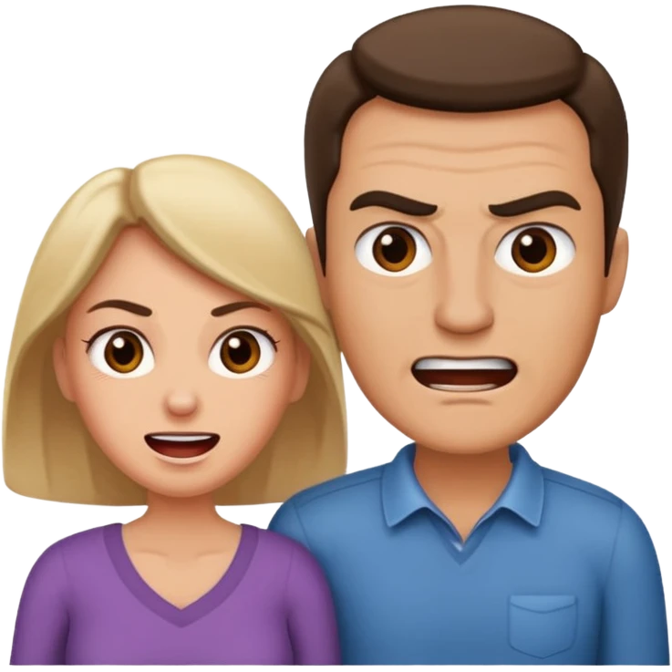 a man angrily moving his wife out the way she looks satisfied emoji