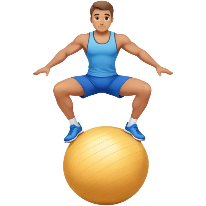 fit man with blue shorts stability-ball balance emoji