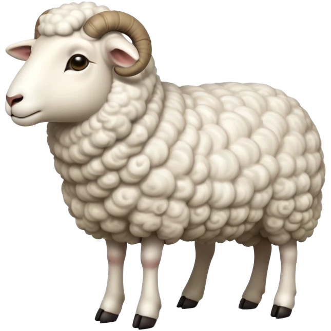cinematic-[realistic sheep]-realistic-full-body-standing-emoji,-tail-flicking-lazily,-head-tilted-dramatically,-curly-[white]-fur,-simplified-yet-realistic-focused-features,-highly-detailed,-glowing-with-an-almost-sarcastic-glow emoji
