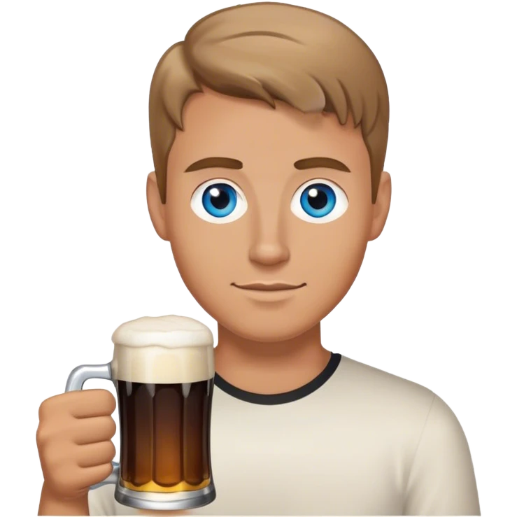 finance white guy light brown hair blue eyes wearing black holding beer emoji