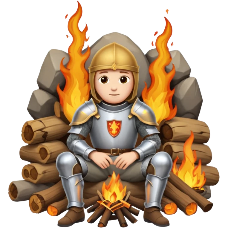 Knight sitting and resting by a bonfire emoji