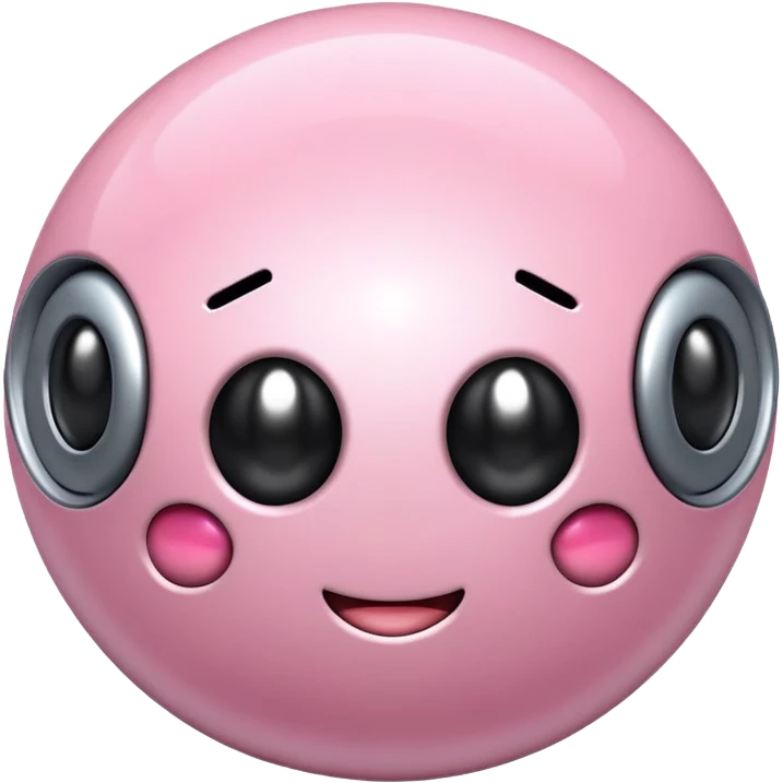 Metal cute black eyes Kirby ball driving on 4 car wheels emoji