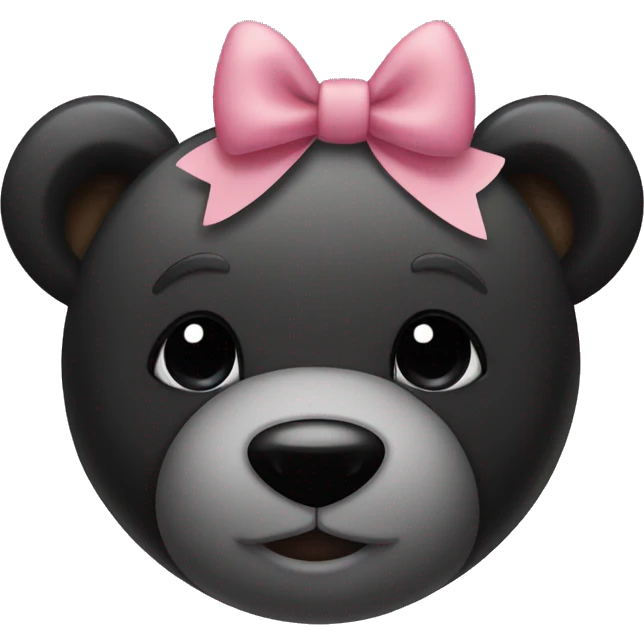 Cute black teddy bear with black bow on right of her ear emoji