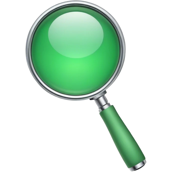 Cinematic realistic green magnifier emoji