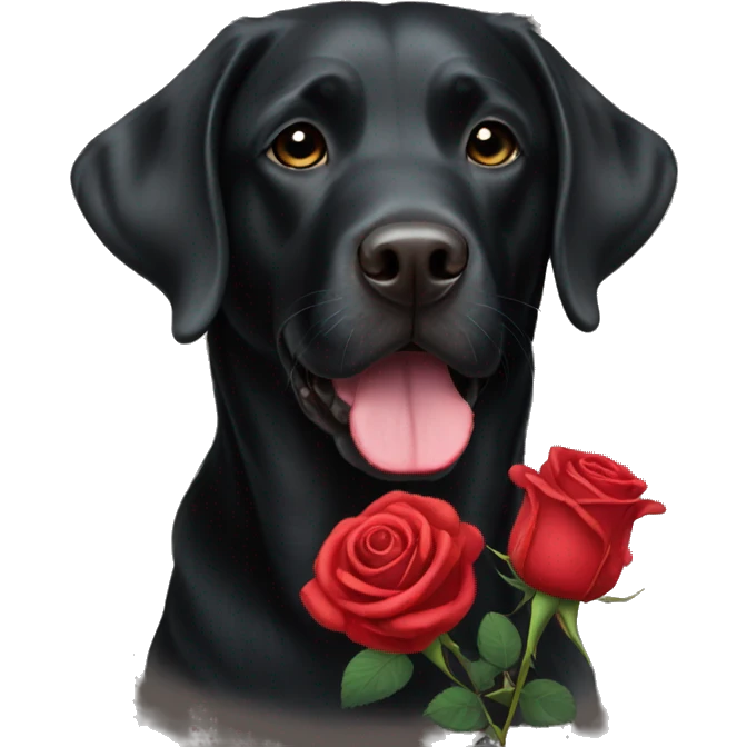Black Labrador red rose emoji
