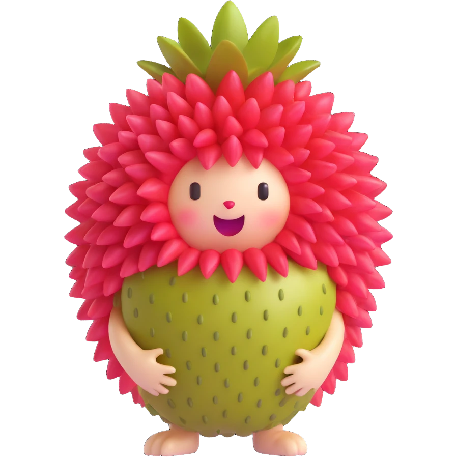 可爱的小红毛丹拟人，超级软萌可爱，造型讨喜 emoji