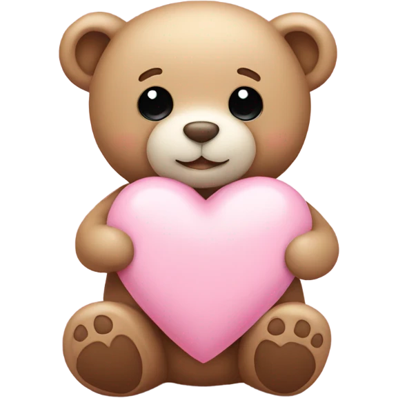 Valentine teddy bear with pastel pink heart emoji
