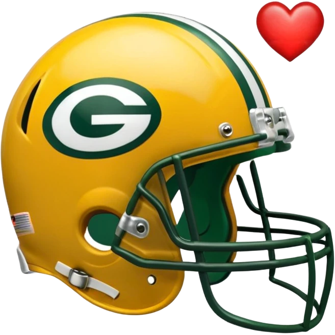 Green Bay packers helmet with a heart near it emoji