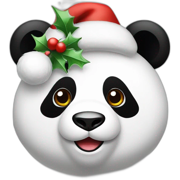 Panda with Christmas white hat  emoji