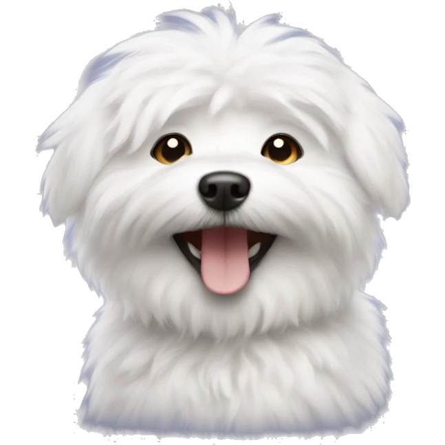 Small white fluffy dog smiling emoji