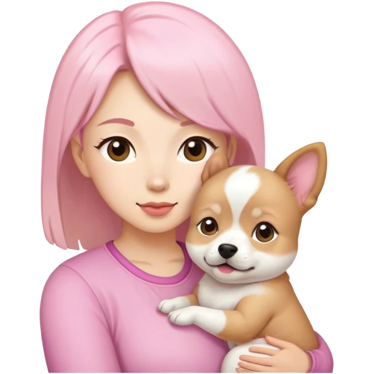 Two shichi dogs white  girls, mom and baby girl pink emoji