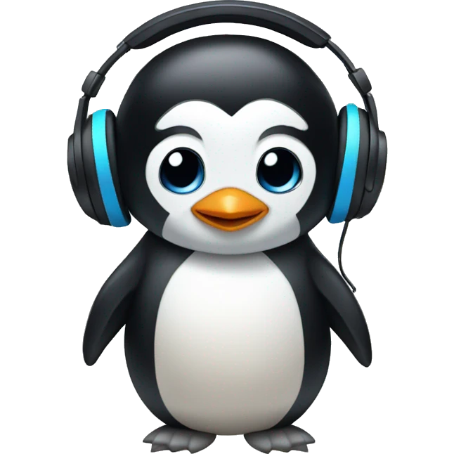 penguin wearing headset emoji