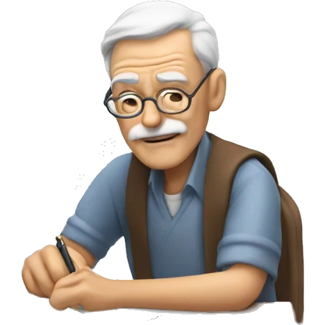 Old man writing a check emoji