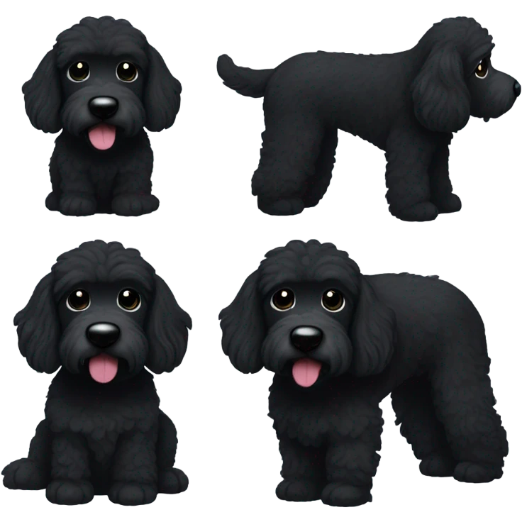 A black bernadoodle dog, black face emoji