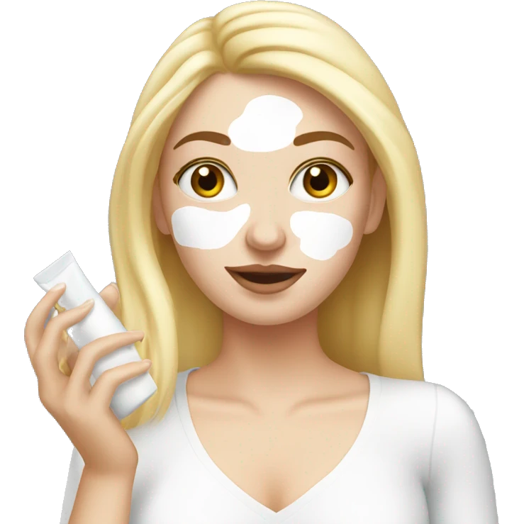 white girl applying cream on face emoji