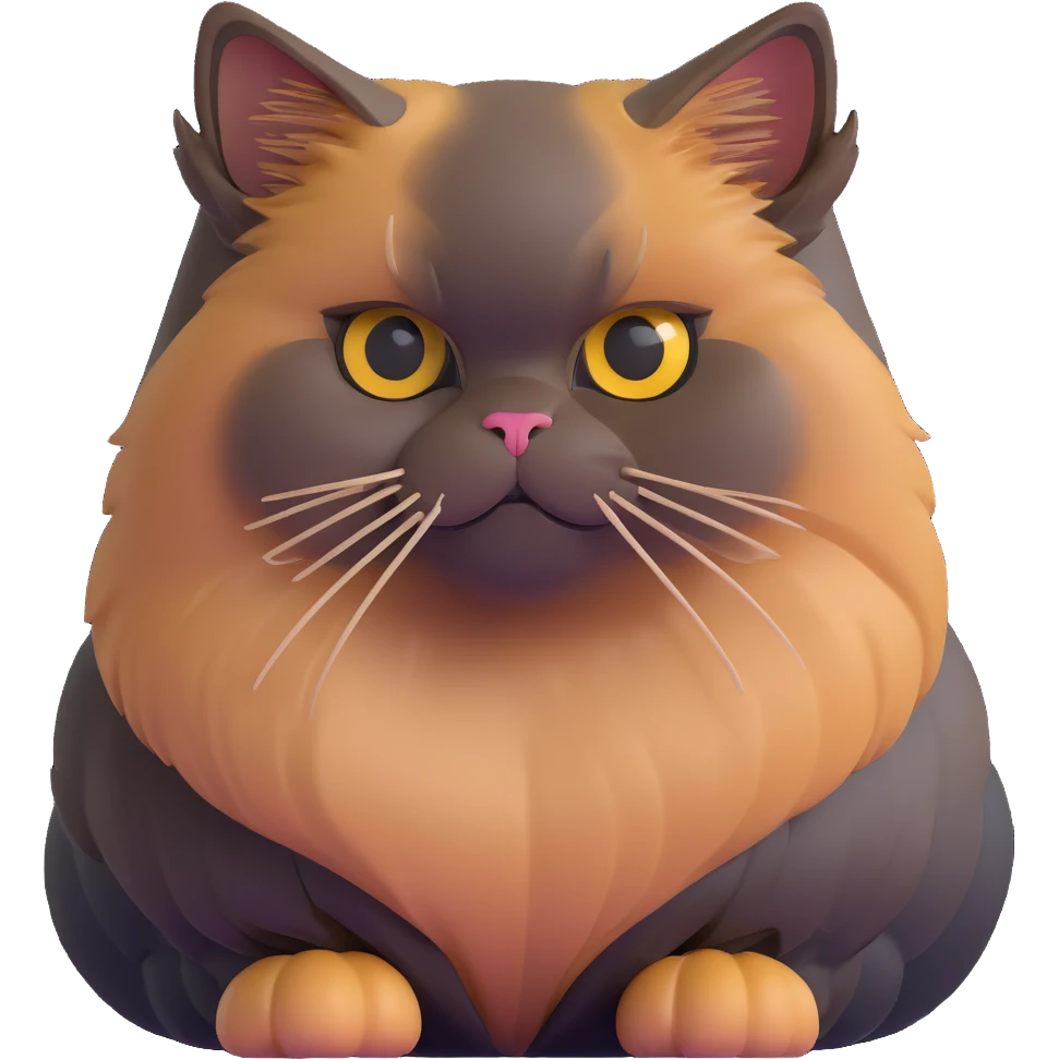 Persian cat with light chocolate tortoiseshell fur and golden eyes emoji