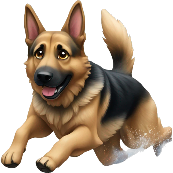German shepherd dog running in snow emoji