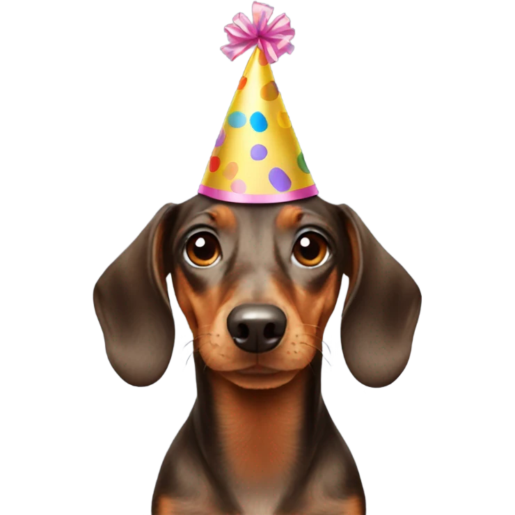Dachshund with a birthday hat emoji