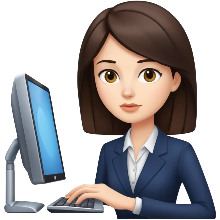 Brunette Business women sur un ordinateur  emoji