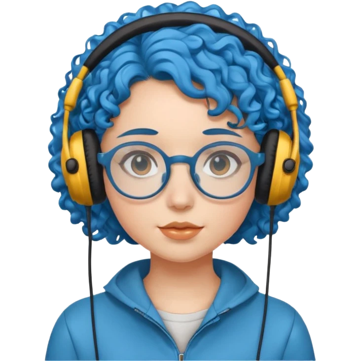 headphone and spectacles, curly bluevgirl emoji