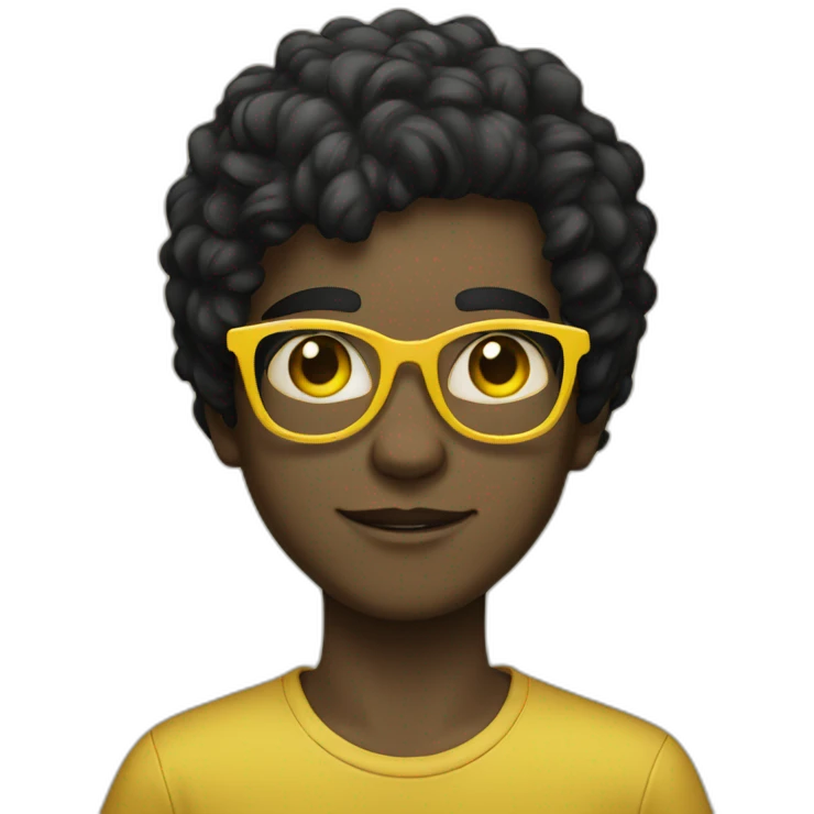 boy with yellow tinted glasses and combed black hair  emoji