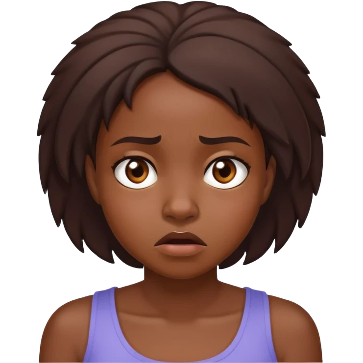African American girl darkskin, brown eyes and she’s frustrated  emoji