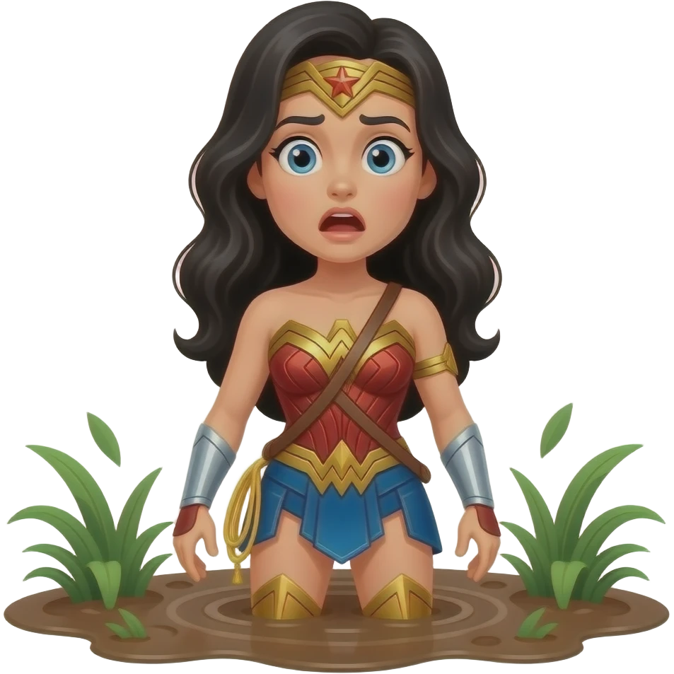 a shocked wonder woman in jungle quicksand emoji