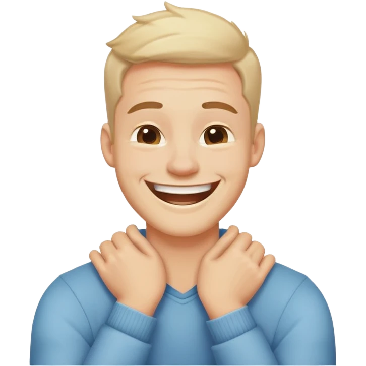 Arms crossed holding neck laughing guy emoji