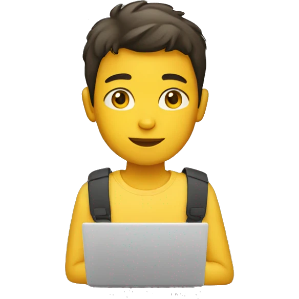 Boy with laptop yellow skin tone emoji