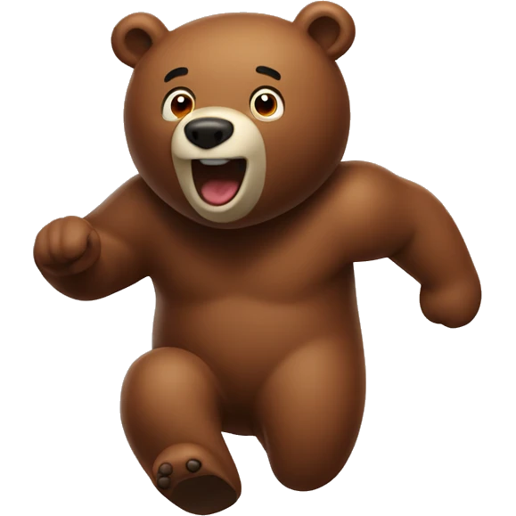 Brown bear running away from cony emoji