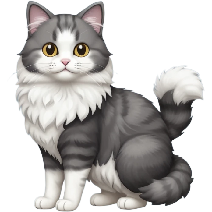 full body half dark grey and half white cat with white front legs emoji