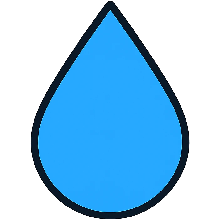 simple blue water drop, flat cartoon style, bold outline emoji
