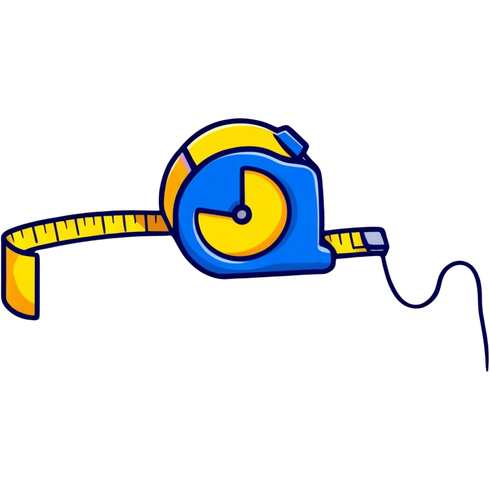 cartoon tape measure with high saturation and bright colors floating emoji