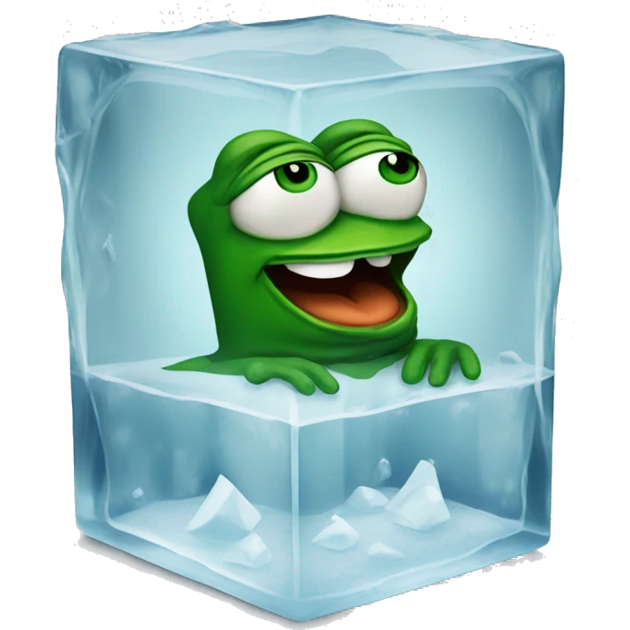 pepe the frog inside an icecube emoji