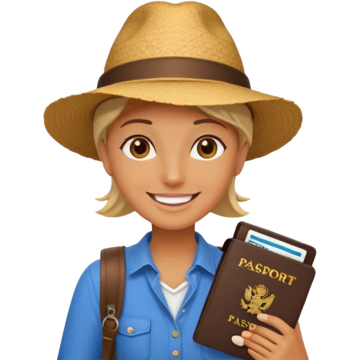 Traveler character with passport emoji