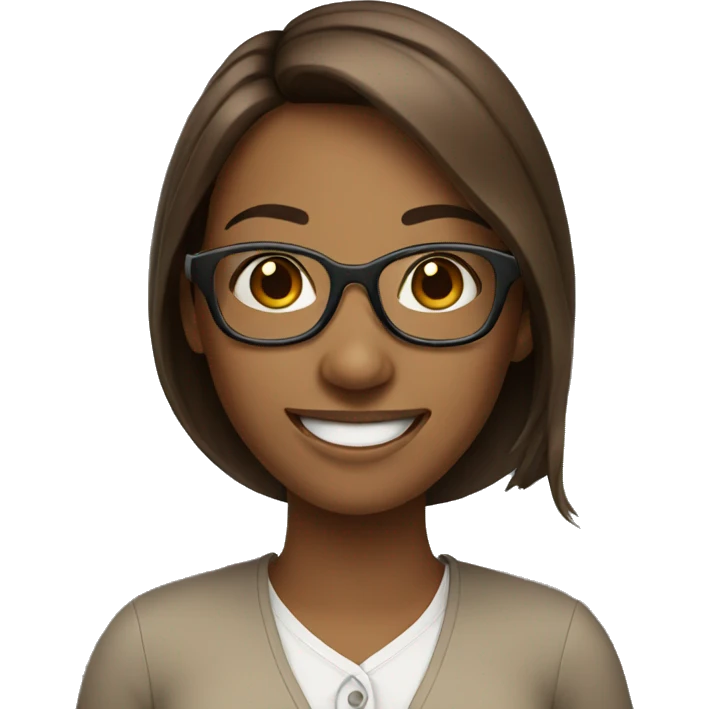 smiling women with glasses brown hair emoji