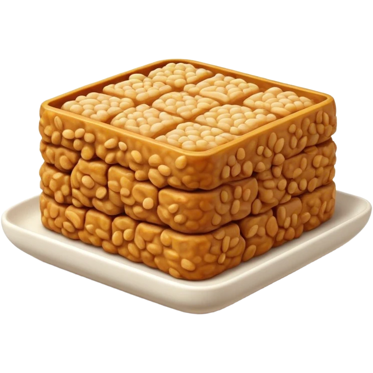 Cinematic Realistic Tempeh Dish Emoji, showcasing fermented soy cake cooked to a crispy finish rendered with lifelike textures and warm, inviting lighting. emoji