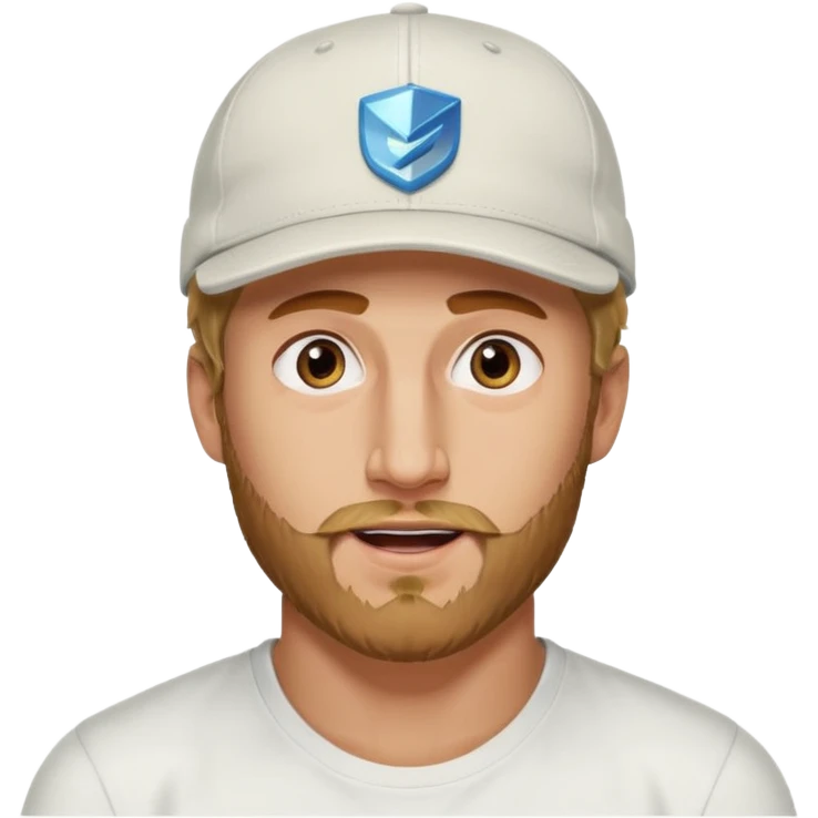 Design Logan Paul with cap, beard stubble & energetic expression. emoji