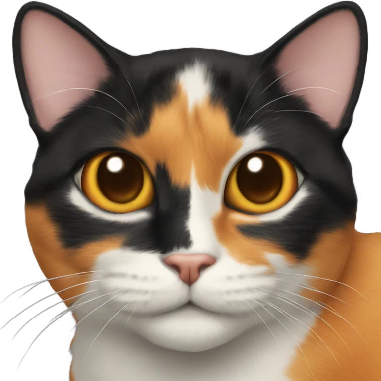 Calico cat smiling half black half orange face emoji