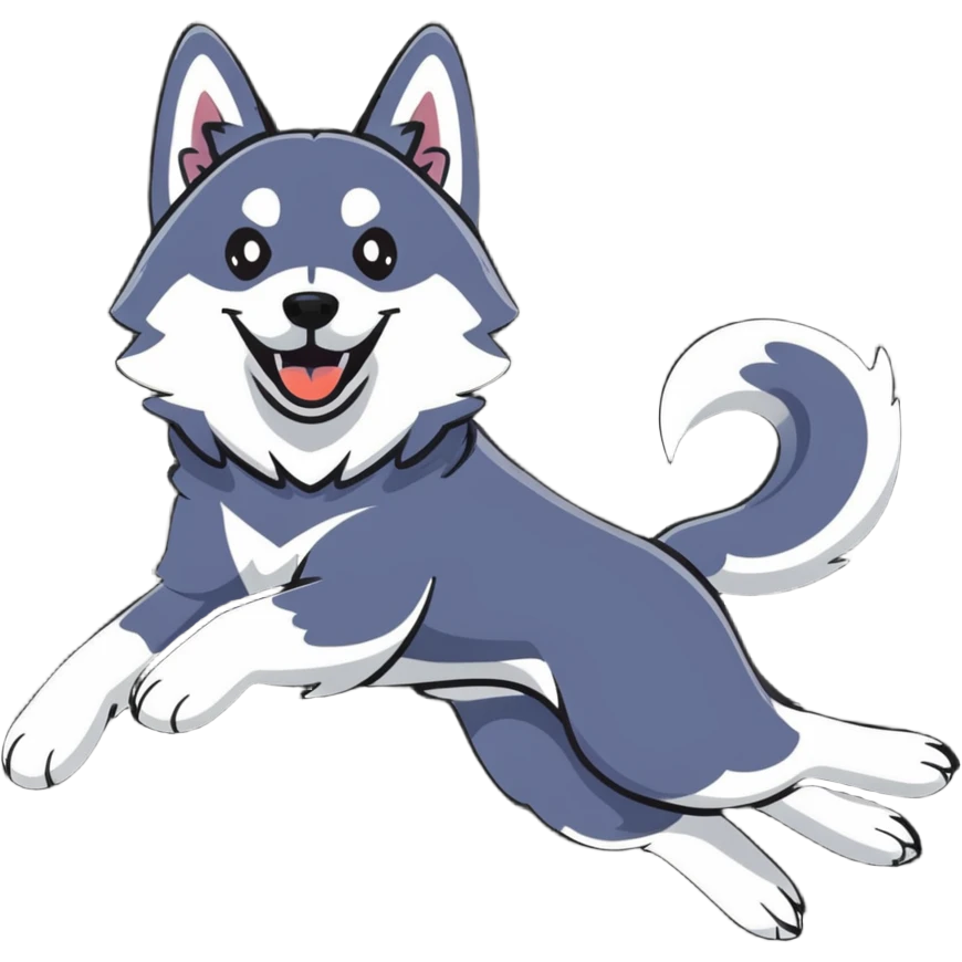 husky dog jumping in the air emoji