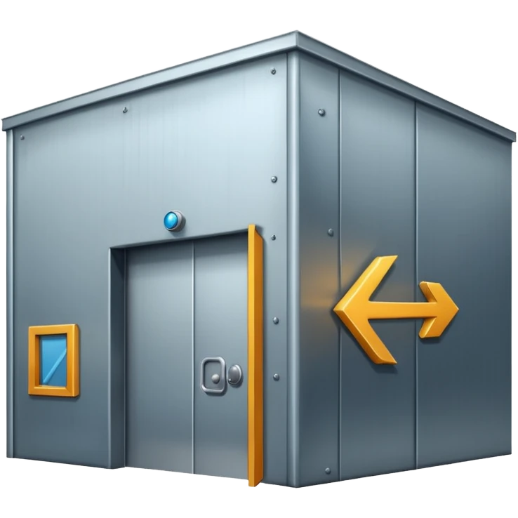 modern warehouse with an arrow that points in through te door emoji
