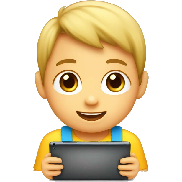 niños jugando con 1 tablet emoji